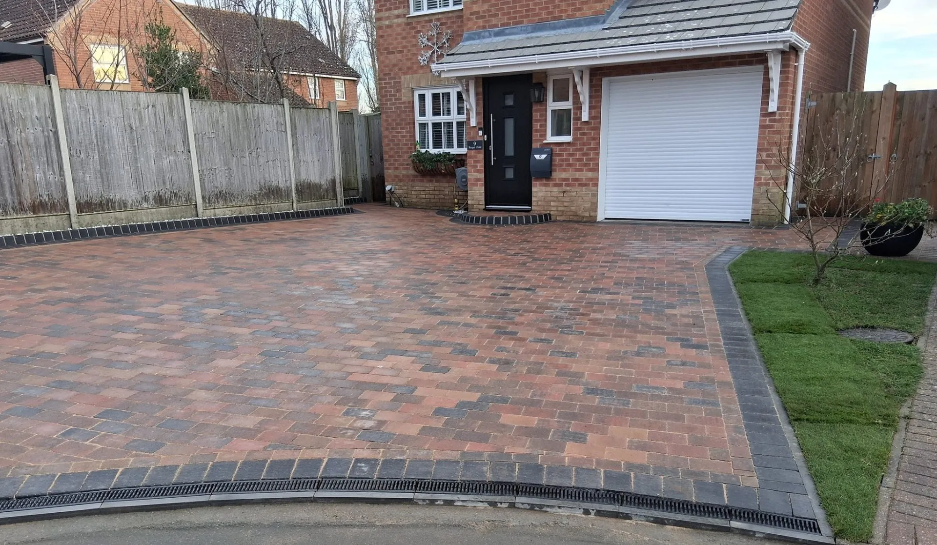 New block paved driveway at a British house